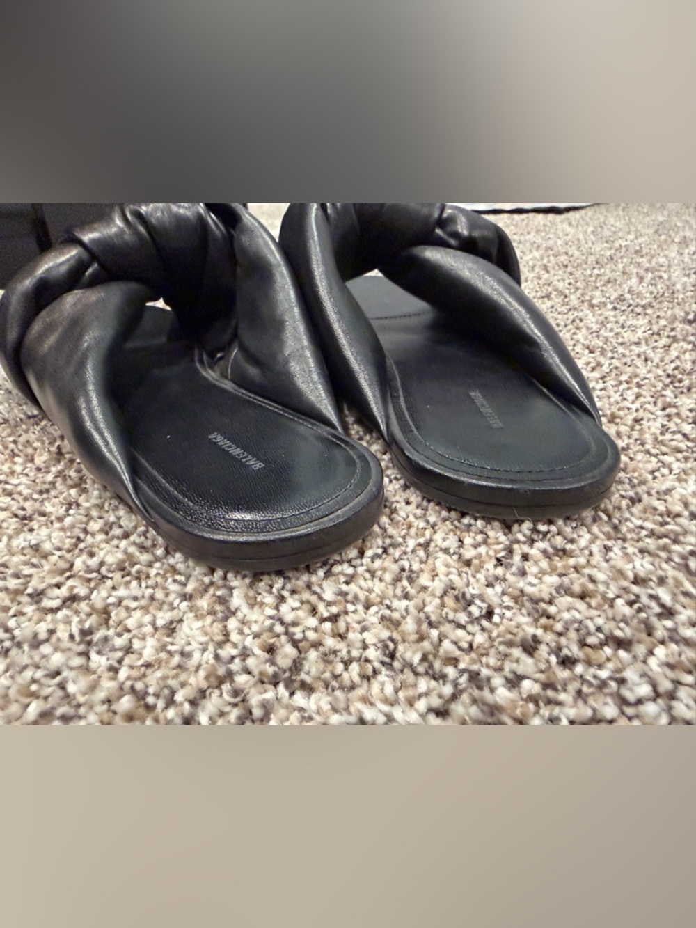 Balenciaga Puffy Slides Sandals Nappa Smooth Black EU 40.5 - Picture 5 of 6